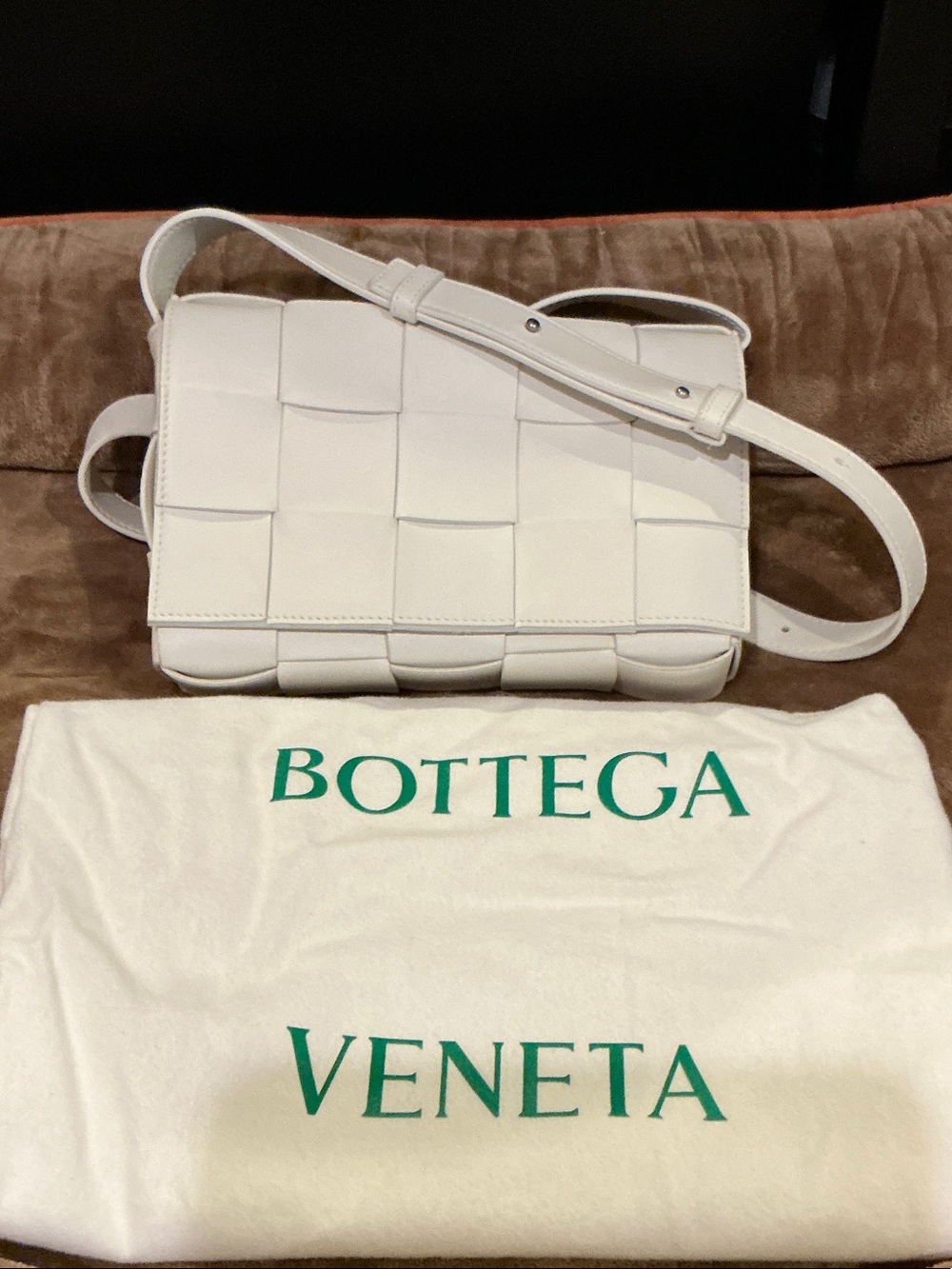 Bottega Veneta White Intrecciato Crossbody Bag